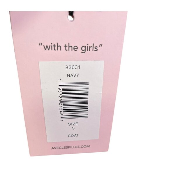 Avec Les Filles Navy Double-Breasted Long Coat Size Small Wool Blend NWT - Picture 7 of 8